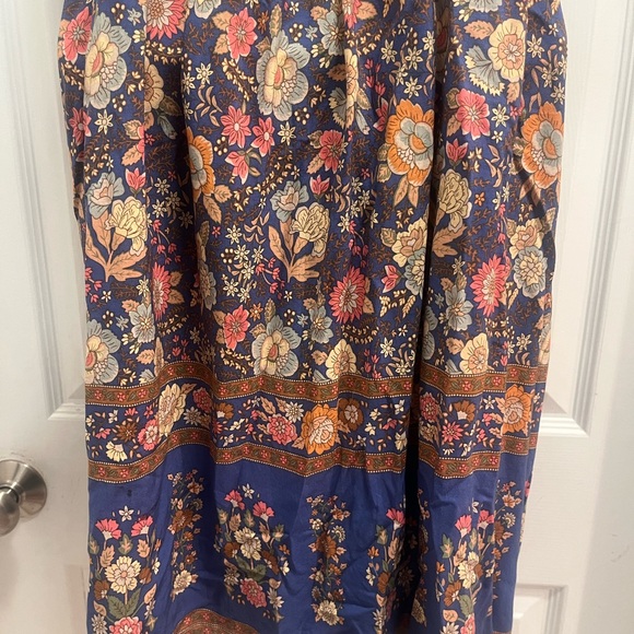 NATURAL LIFE Tricia Mini Dress Cotton Blue Yellow Rose Floral Boho Spring L- EUC - Picture 10 of 12